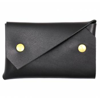 Porte-monnaie Origami veau lisse noir or