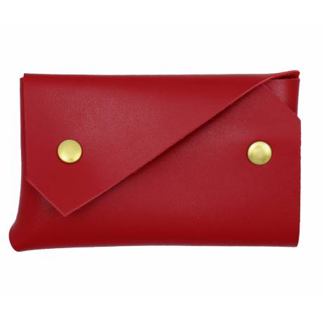 Porte-monnaie Origami veau lisse rouge or