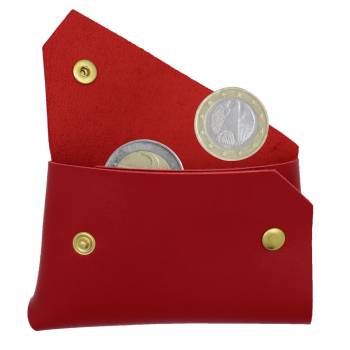 Porte-monnaie Origami veau lisse rouge or
