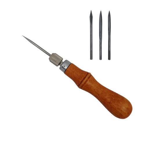Kit De 3 Alênes Pour Cuir Bewudy - Poinçons Avec Manche En Bois, Couture & Bricolage