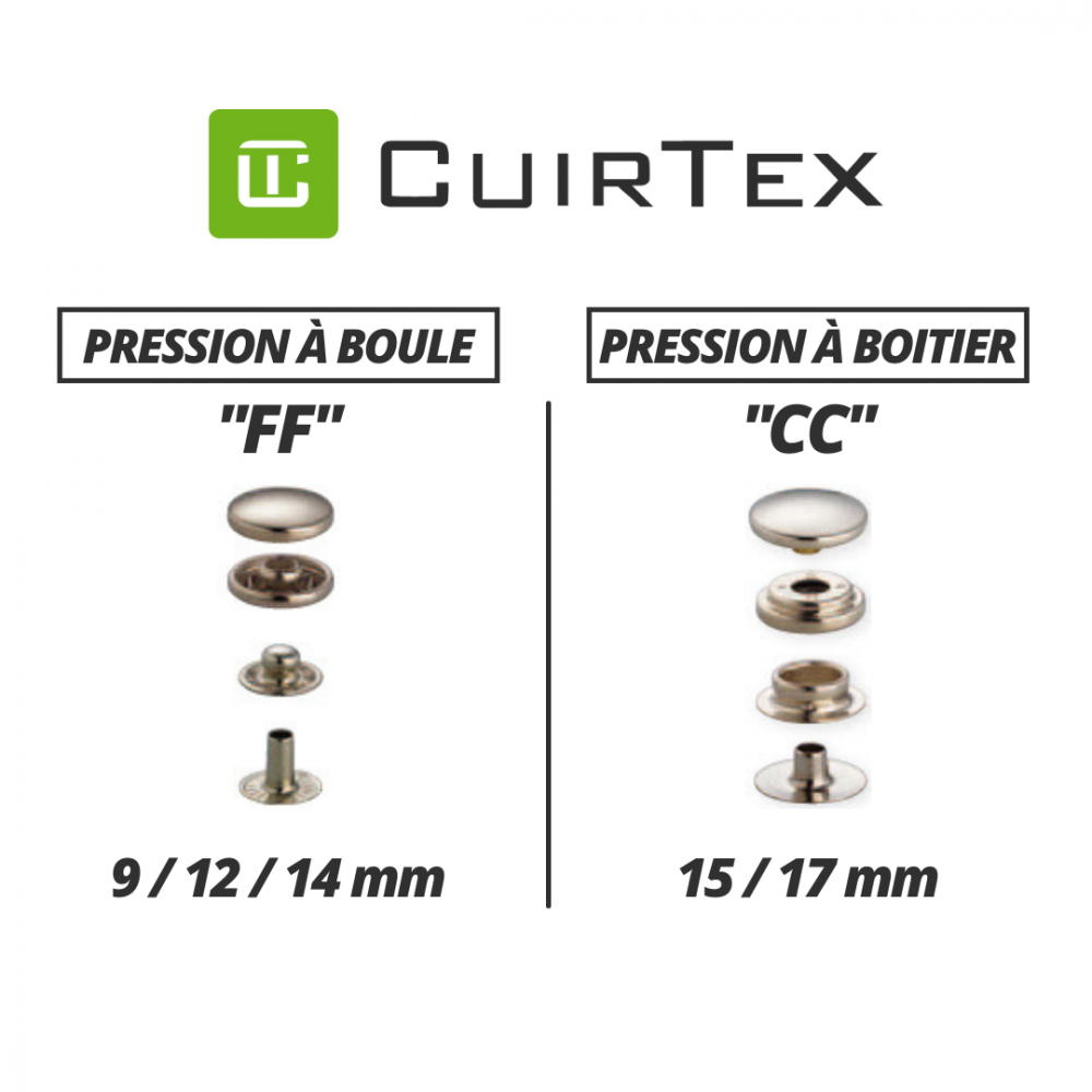 Lot De Boutons Pression En Laiton Diamètre 12mm - Marque Deco Cuir - Neuf