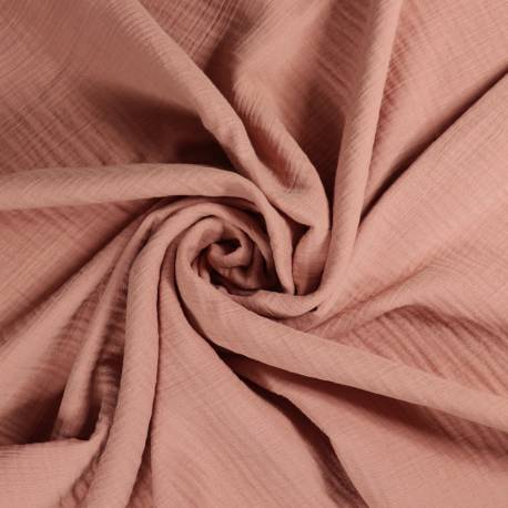 Tissu double gaze de coton blush