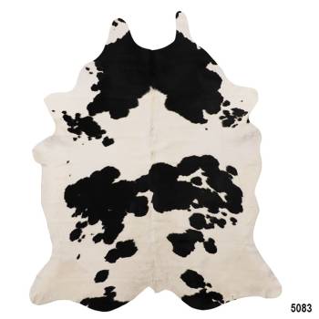 Tapis peau de vache naturelle à poils noire et banche 5083