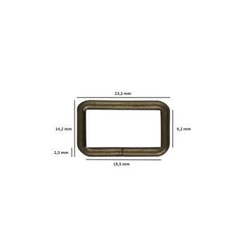 Passant rectangle laiton vieilli 18 mm