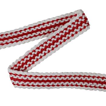 Sangle tressée synthétique blanc/rouge