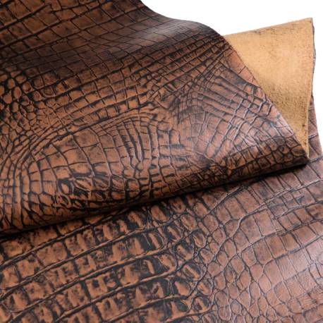 Demi-vachette façon croco marron