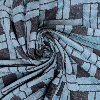 Tissu jacquard Cannage Bleu paon