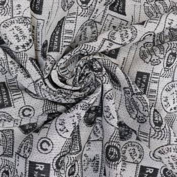Tissu jacquard Travel Blanc/Anthracite