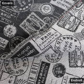 Tissu jacquard Travel Blanc/Anthracite