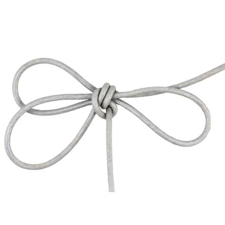 Lacet cuir rond 2 mm Argent