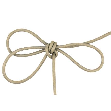 Lacet cuir rond 2 mm Beige