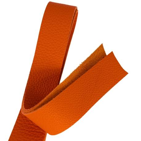 Lanière de taurillon grainé orange