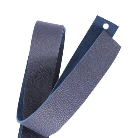 Lanière de taurillon grainé bleu marine