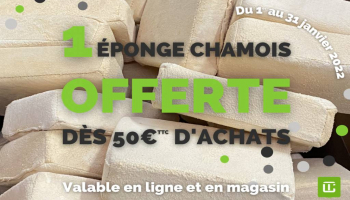 1 éponge chamois offerte dès 50€ d'achats !